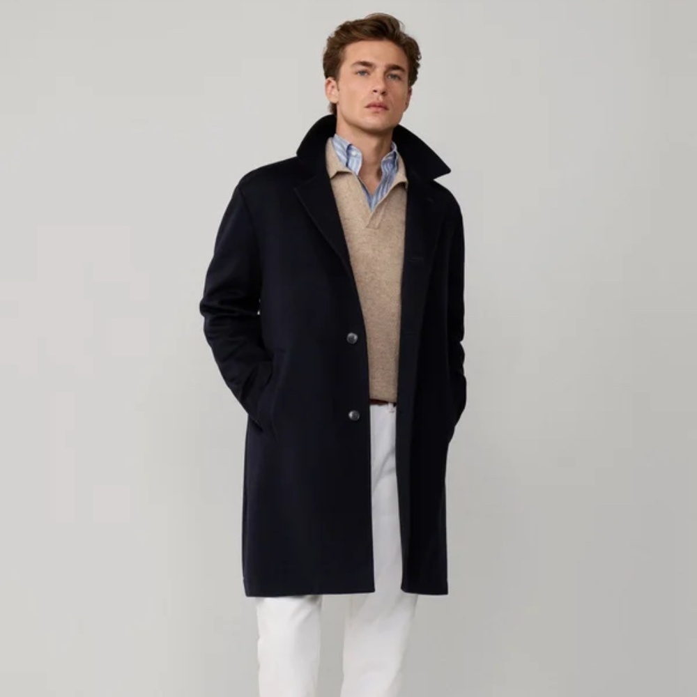 Faconnable 100% Cashmere Coat in Marine Blue - 52 Long